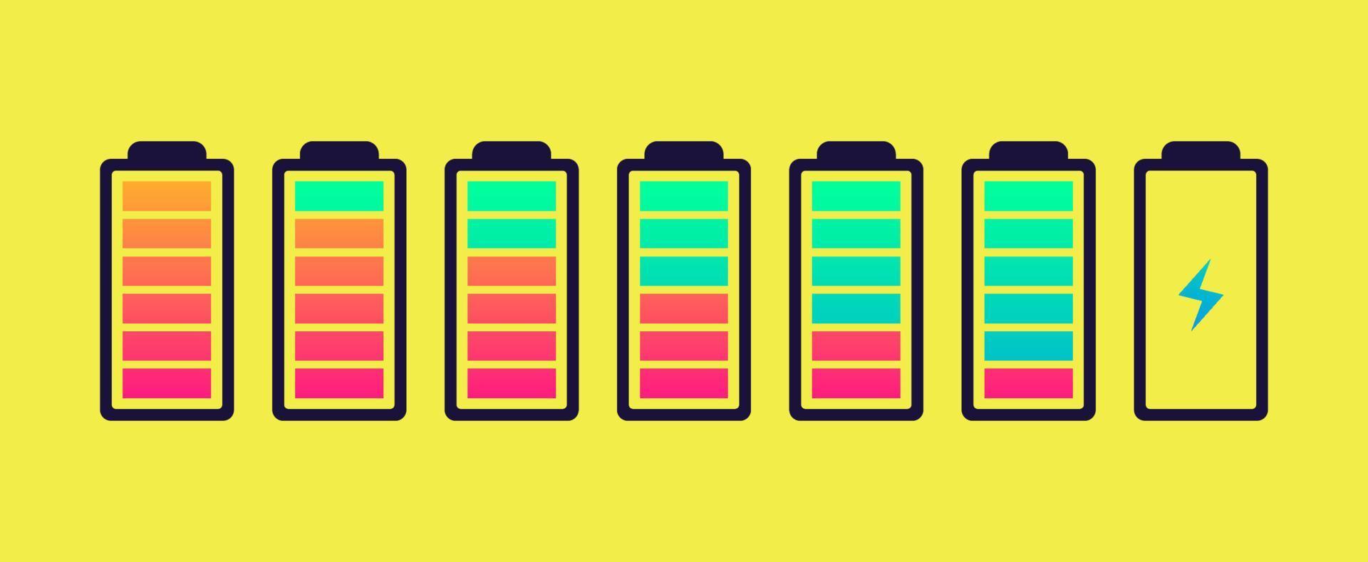 ensemble de vecteurs d'icônes d'indicateur de charge de batterie vecteur