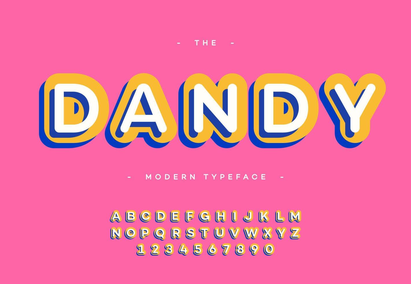 vecteur dandy police 3d bold typographie sans serif style coloré