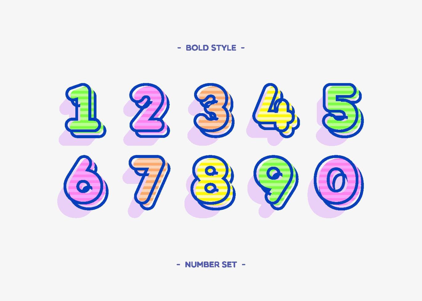 ensemble de nombres couleur style gras 3d vecteur