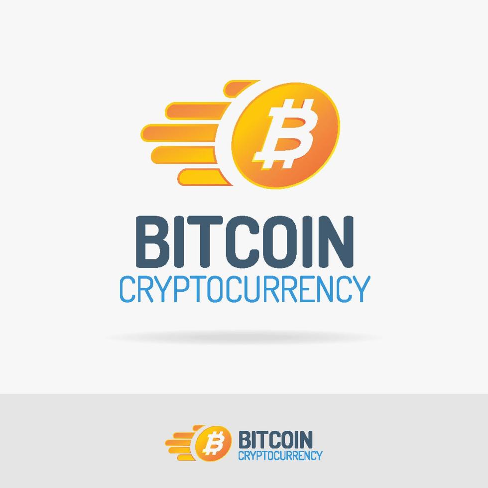 logo bitcoin défini style de couleur avec pièce volante vecteur