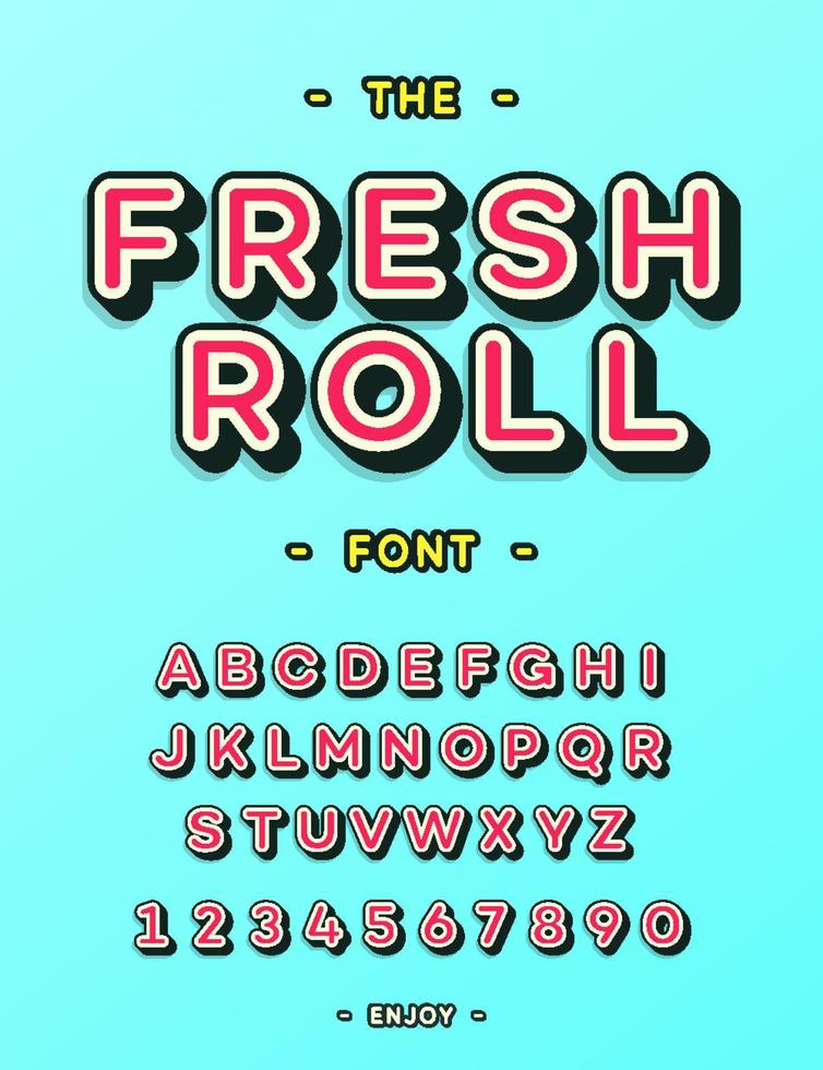 typographie cool de police de rouleau frais. alphabet moderne pour menu, carte vecteur