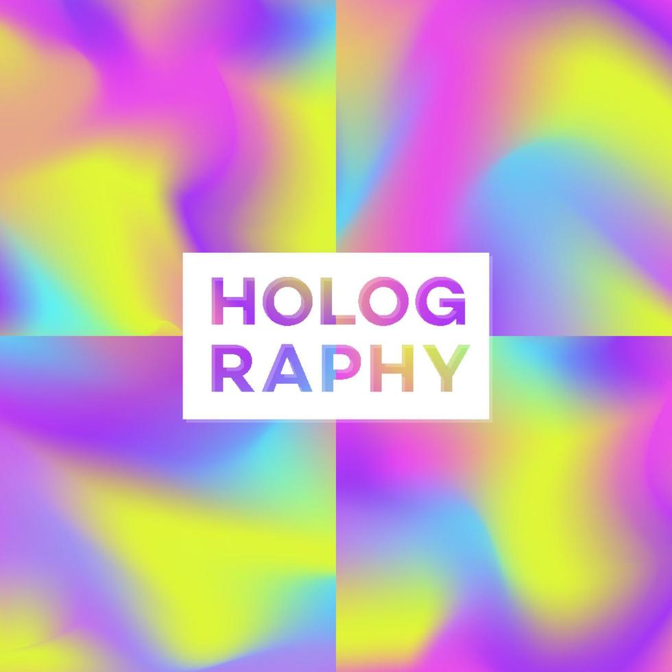 modèle de conception de couverture ensemble de formes carrées dégradé holographique fond multicolore vecteur