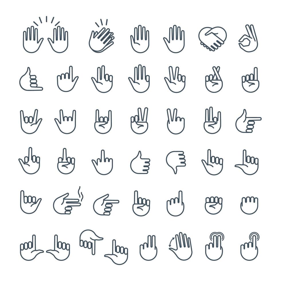 icône de ligne de geste de la main dans un style géométrique moderne avec des lignes de construction pour le projet de conception d'application. illustration vectorielle. illustration vectorielle vecteur