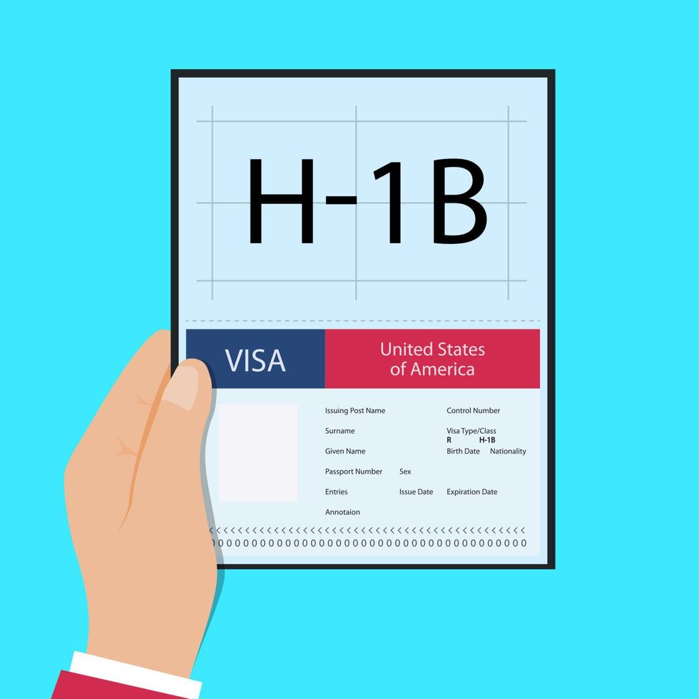 main tenir un passeport avec visa h1b vecteur