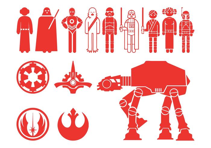 Silhouettes de personnages de Star Wars vecteur