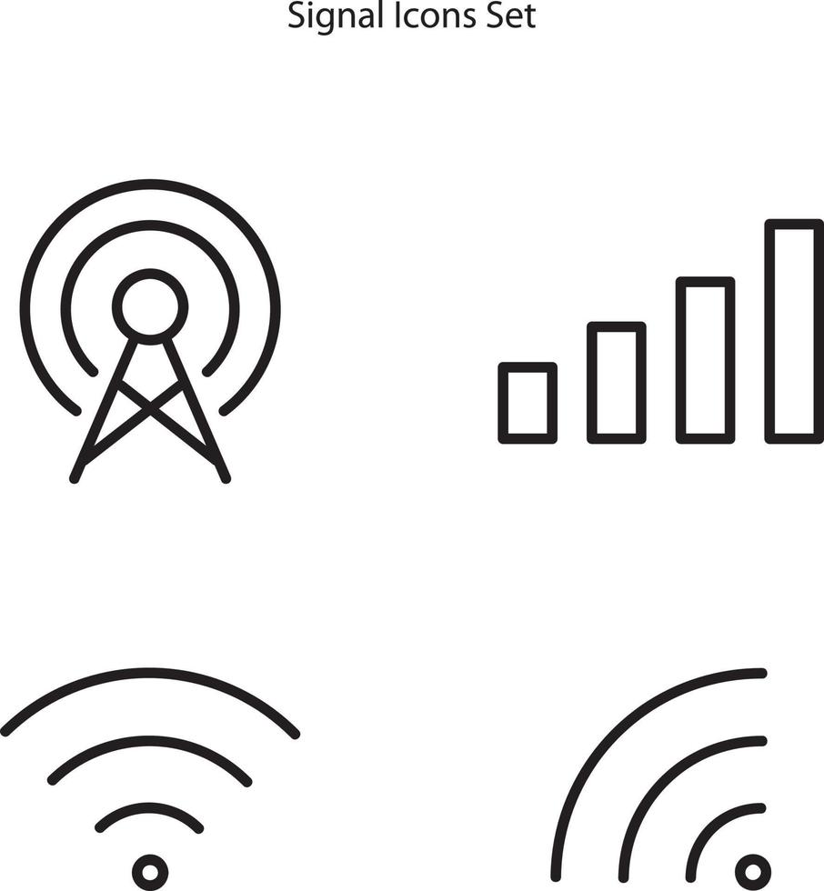 jeu d'icônes de signal isolé sur fond blanc. icône de signal symbole de signal linéaire de contour de ligne mince pour le logo, le web, l'application, l'interface utilisateur. signe simple d'icône de signal. vecteur