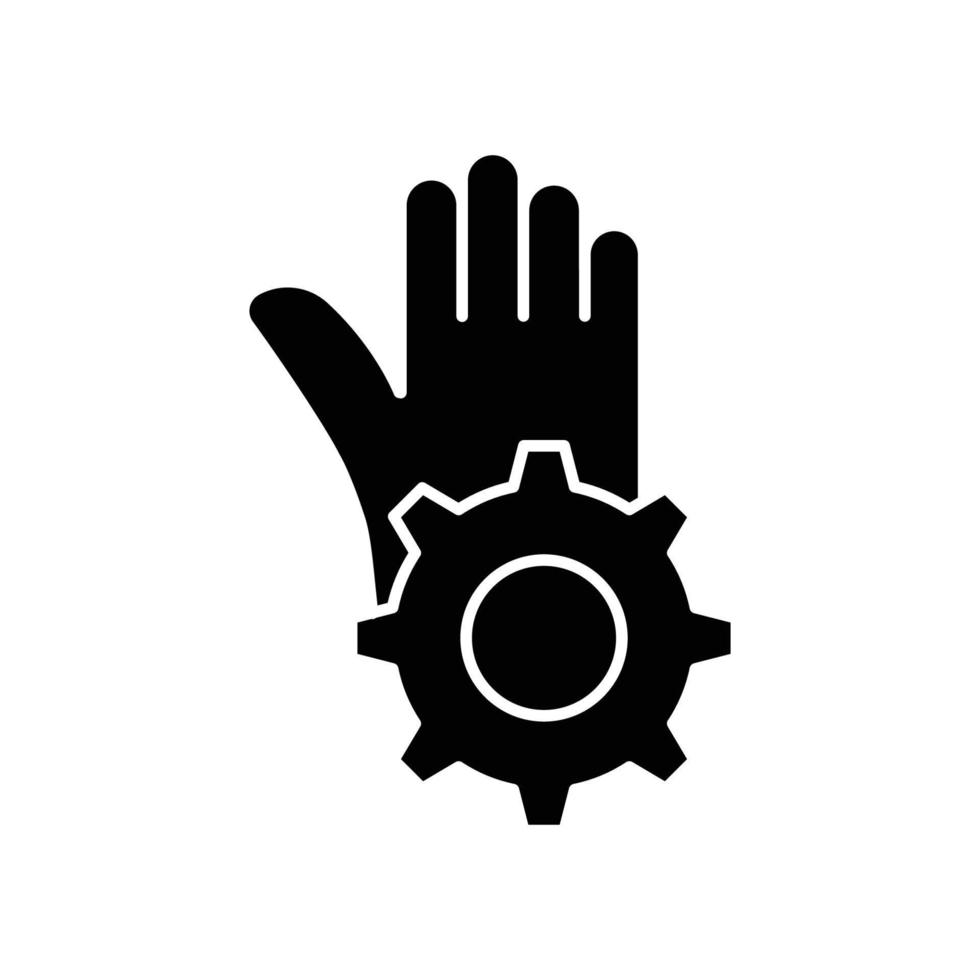 icône de la main avec engrenage. arrêt. adapté au symbole de réparation d'arrêt, réglage . style d'icône solide. conception simple modifiable. vecteur de modèle de conception