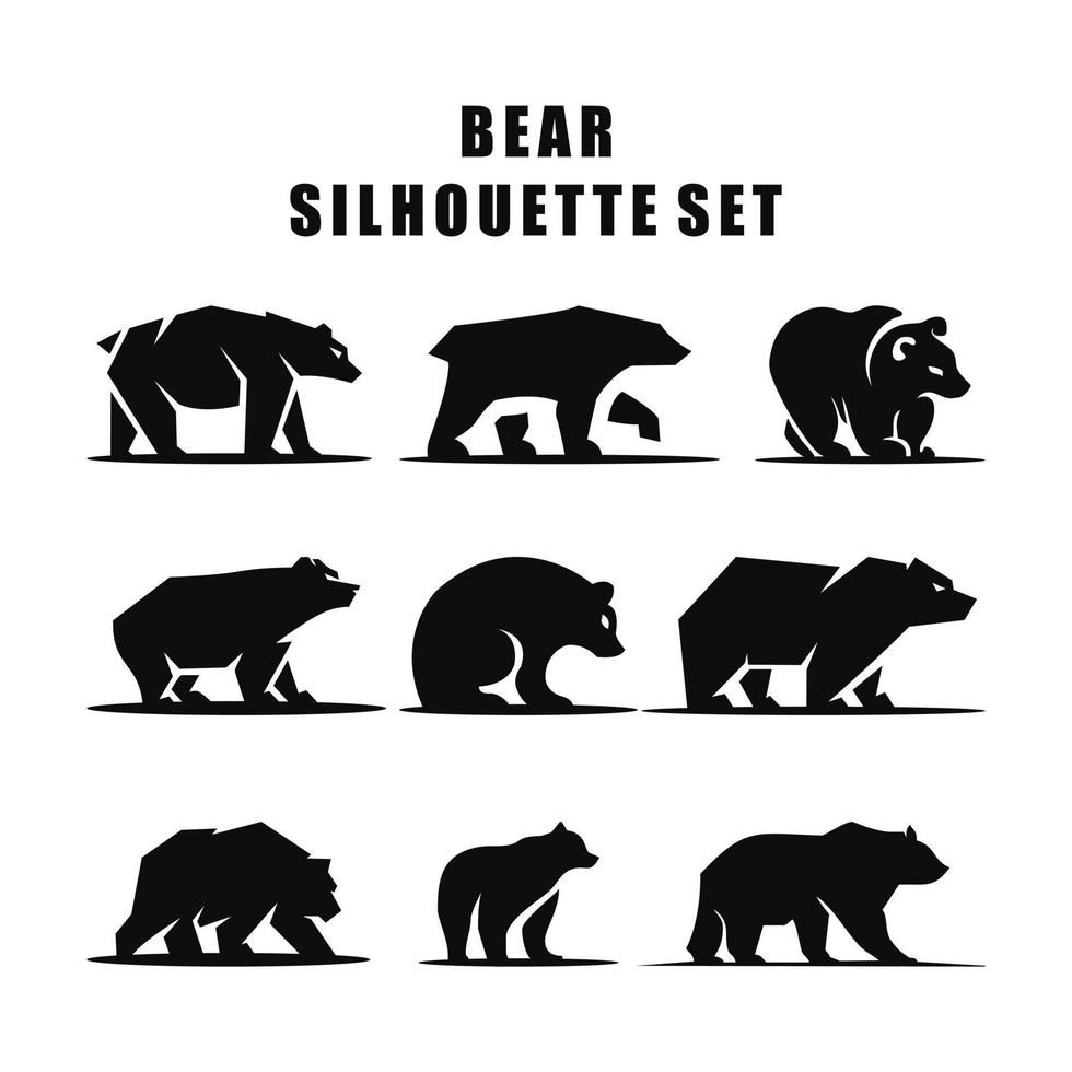 ensemble de conceptions d'icônes de logo d'ours vecteur
