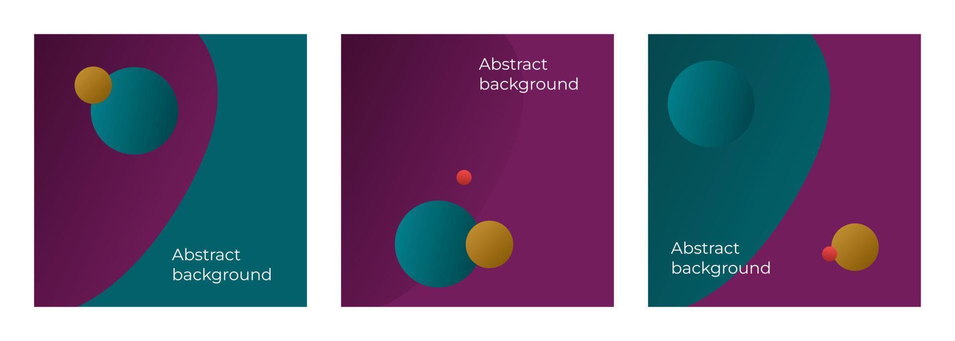 un ensemble d'arrière-plans abstraits. motifs violets avec des cercles. ballons colorés pour les réseaux sociaux, présentations, publications, sites Web. vecteur
