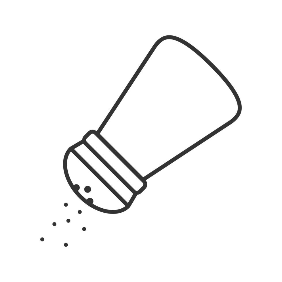 icône linéaire salière ou poivrière. illustration de la ligne mince. pimenter. symbole de contour. dessin isolé de vecteur