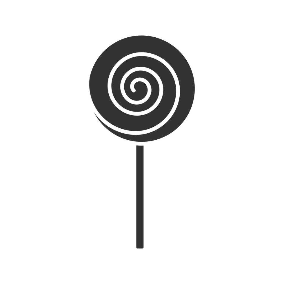 icône de glyphe de sucette en spirale. fric. bonbon. symbole de la silhouette. espace négatif. illustration vectorielle isolée vecteur