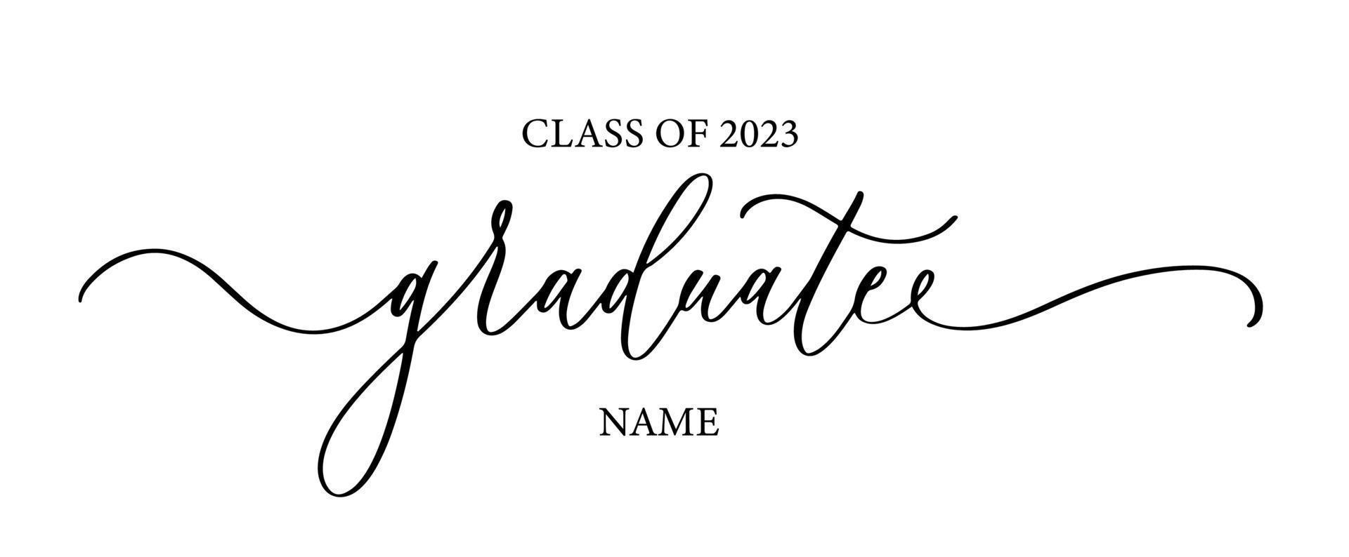 diplômé de la promotion 2023. inscription de lettrage de calligraphie à la mode. vecteur