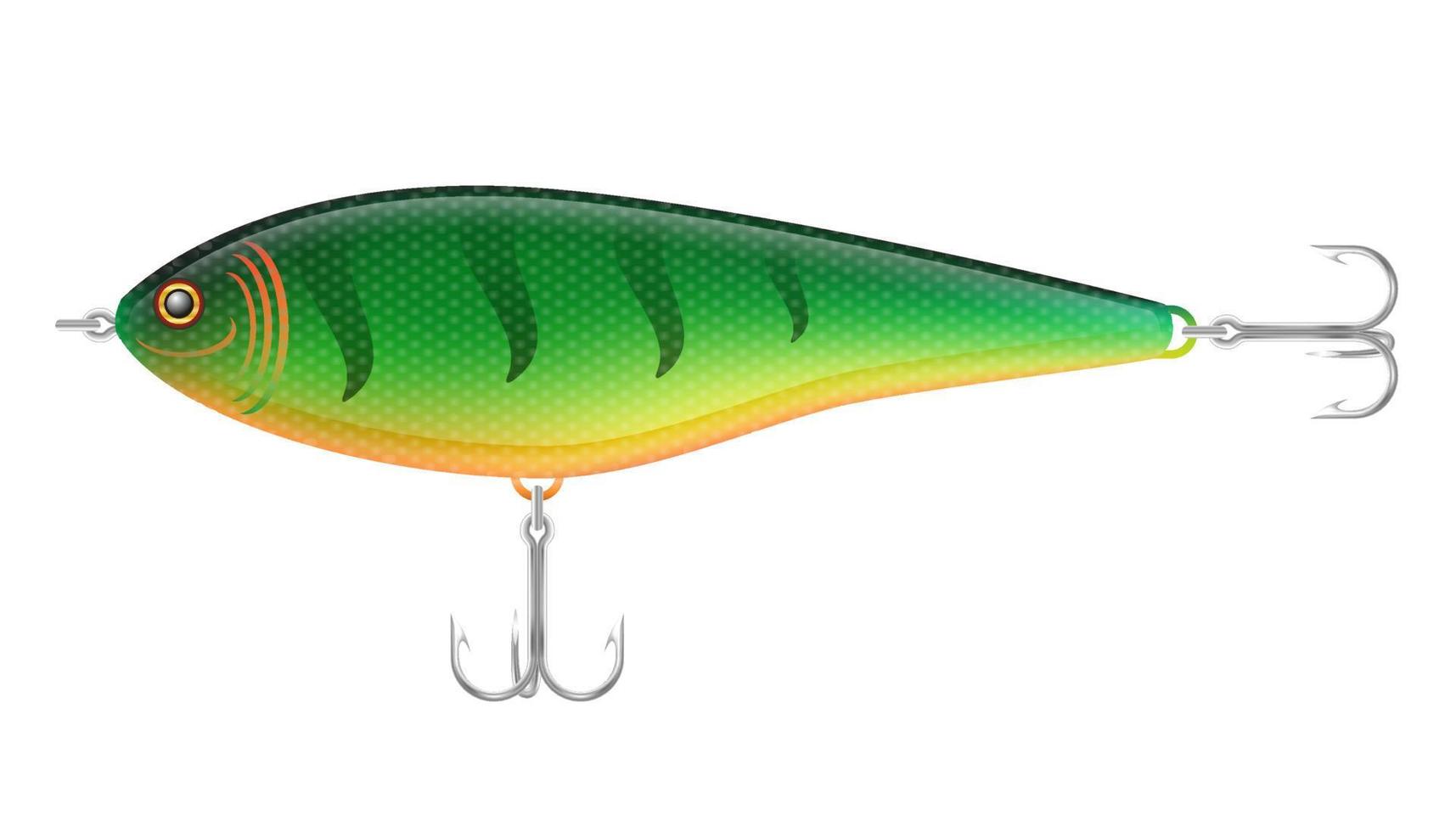 wobbler en plastique coloré avec un crochet triple pour attraper l'illustration de vecteur de poisson isolé sur fond blanc