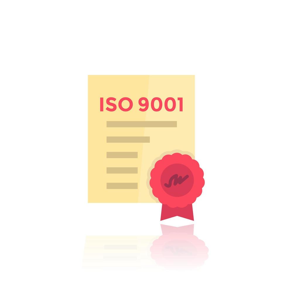 certificat iso 9001 dans un style plat vecteur