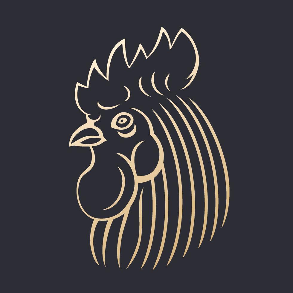 élément de logo de coq, or sur noir vecteur
