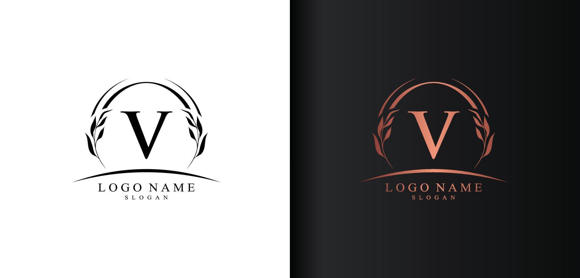 création de logo abstrait lettre v, logo de lettre de style luxe, création vectorielle d'icône texte v vecteur