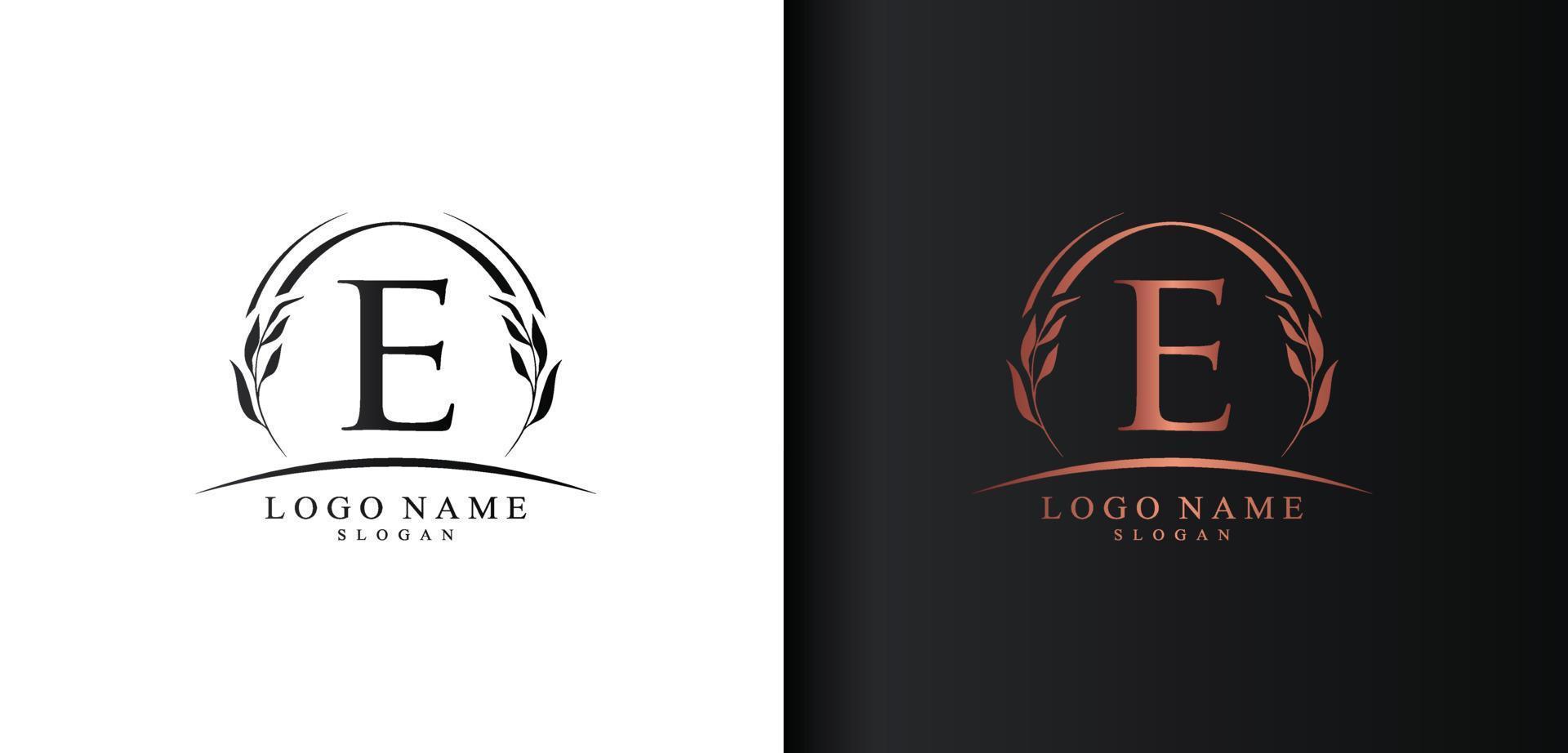 création de logo abstrait lettre e, logo de lettre de style luxe, création vectorielle d'icône texte e vecteur