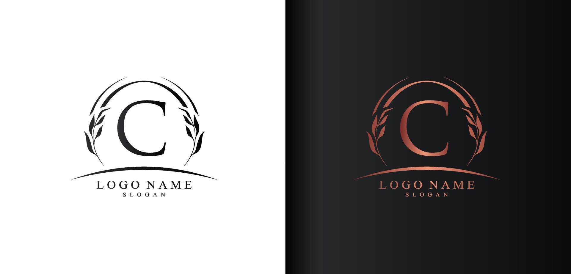 création de logo abstrait lettre c, logo de lettre de style luxe, création vectorielle d'icône texte c vecteur