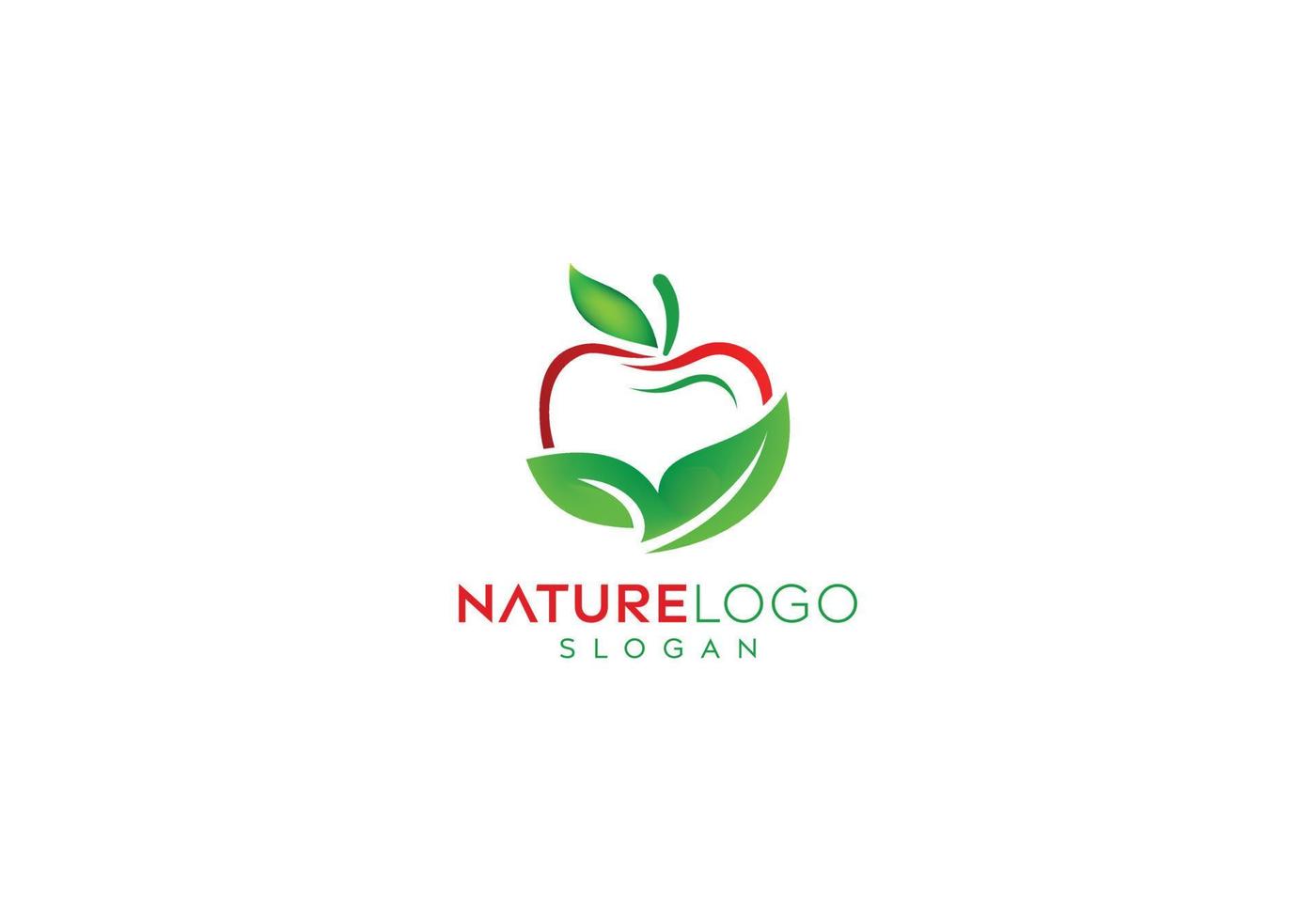 création vectorielle de logo de feuille de fruits de pomme frais, logo de feuille, création de logo de pomme, création de logo vectoriel d'aliments naturels