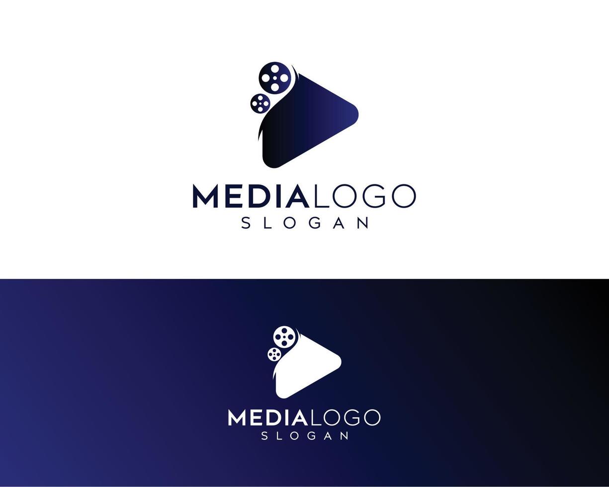 création de logo d'icône multimédia, création de logo d'icône de film, création de logo vectoriel de film multimédia