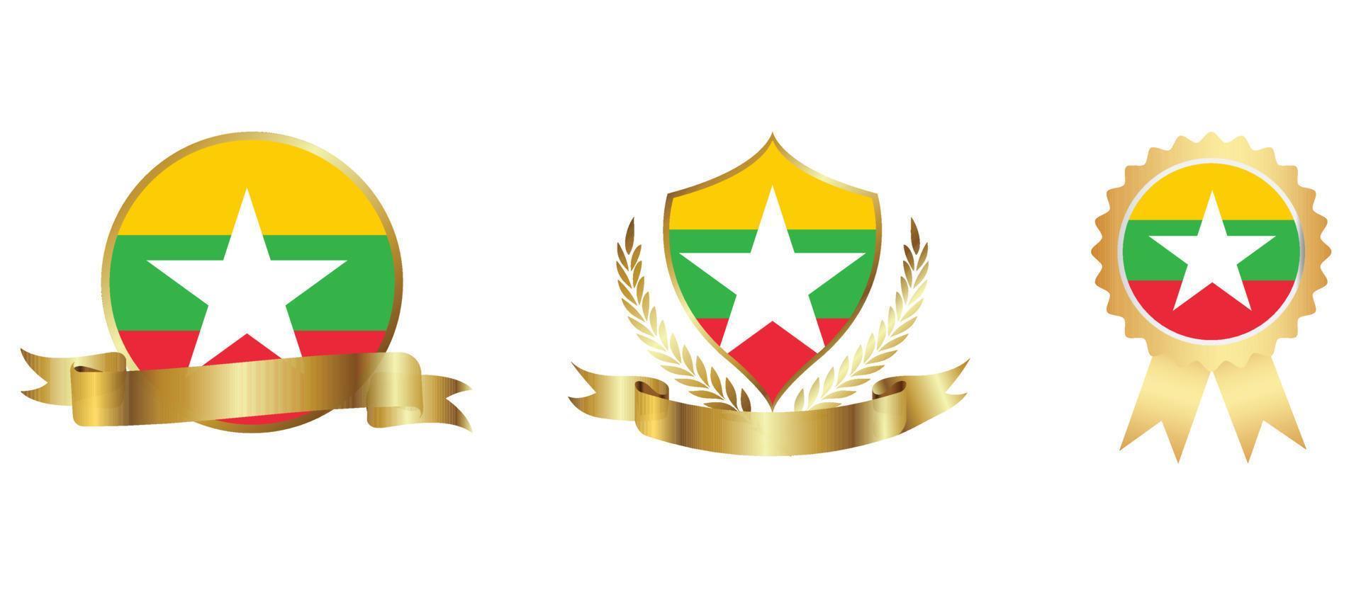 icône du drapeau myanmar . jeu d'icônes Web. collection d'icônes à plat. illustration vectorielle simple. vecteur