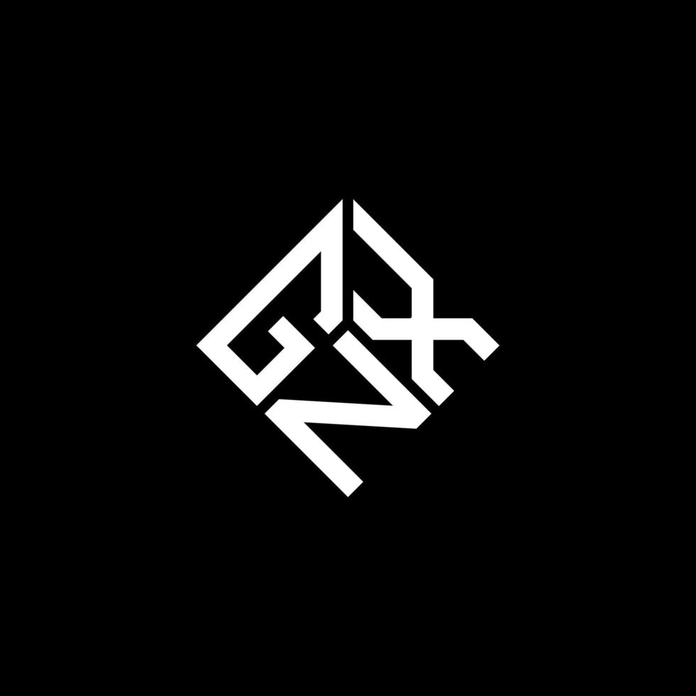 création de logo de lettre gnx sur fond noir. concept de logo de lettre initiales créatives gnx. conception de lettre gnx. vecteur