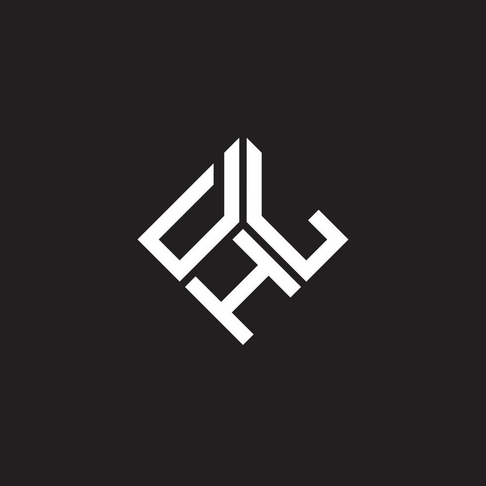 création de logo de lettre dhl sur fond noir. concept de logo lettre initiales créatives dhl. conception de lettre dhl. vecteur