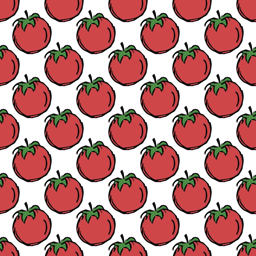 modèle de tomate sans soudure. fond de tomates colorées. illustration vectorielle de doodle avec tomate vecteur