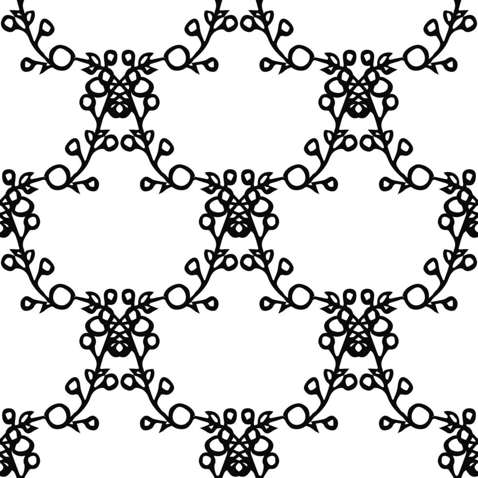 vecteur de doodle avec ornement floral sur fond noir. modèle vectoriel floral sans soudure. décor floral vintage, fond d'éléments doux pour votre projet, menu, boutique de café