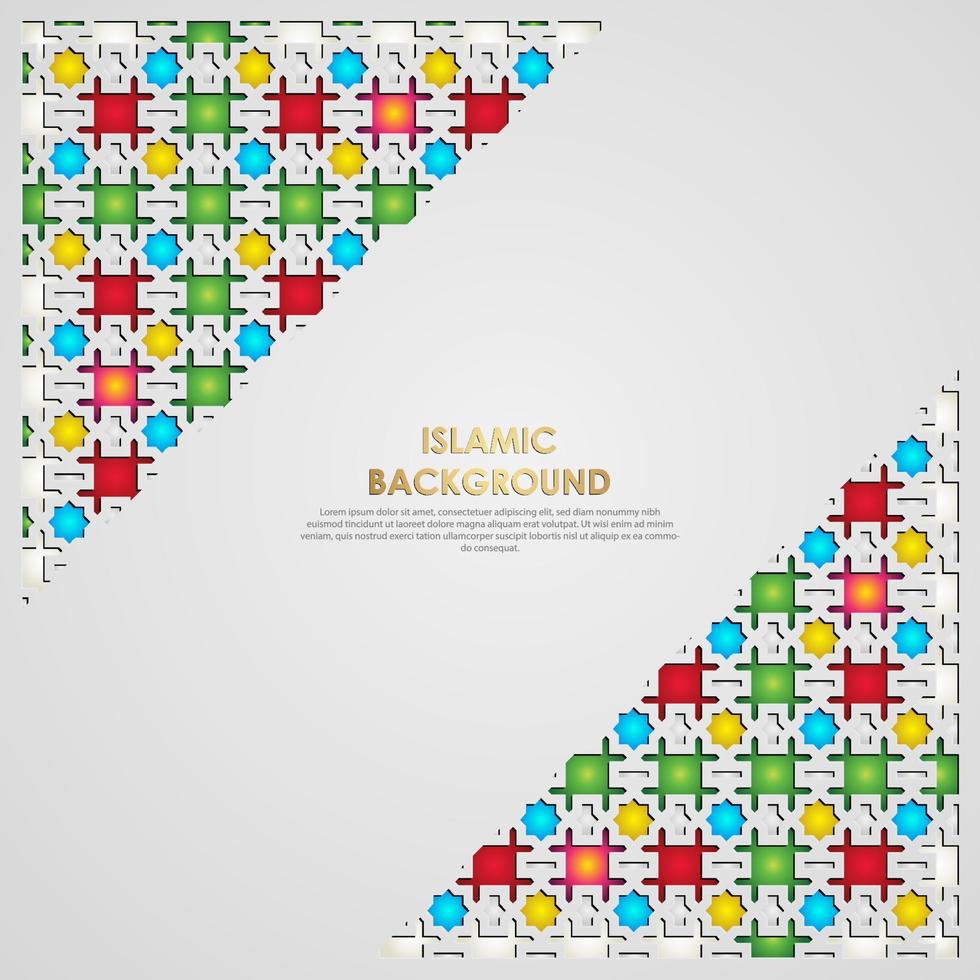 modèle de fond de carte de voeux de conception islamique avec ornement coloré de mosaïque. vecteur