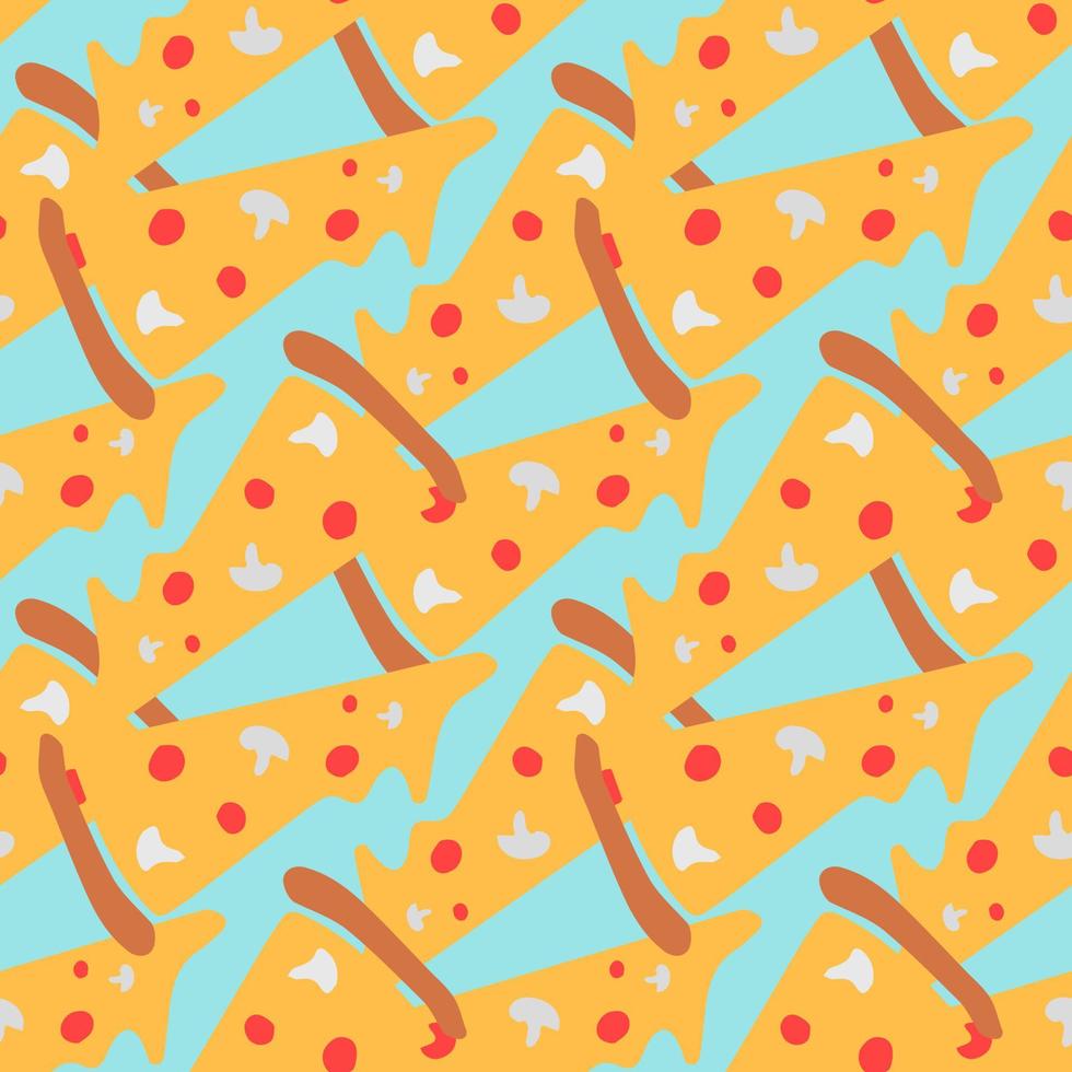 modèle de pizza sans soudure. fond de pizza coloré. illustration de pizza vecteur doodle