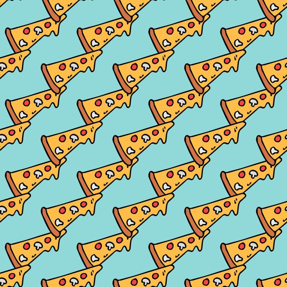 modèle de pizza sans soudure. fond de pizza coloré. illustration de pizza vecteur doodle