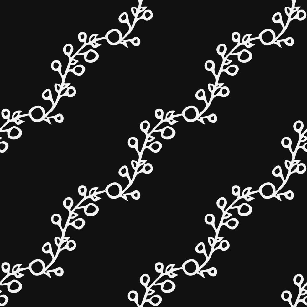 vecteur de doodle avec ornement floral sur fond noir. modèle vectoriel floral sans soudure. décor floral vintage, fond d'éléments doux pour votre projet, menu, boutique de café