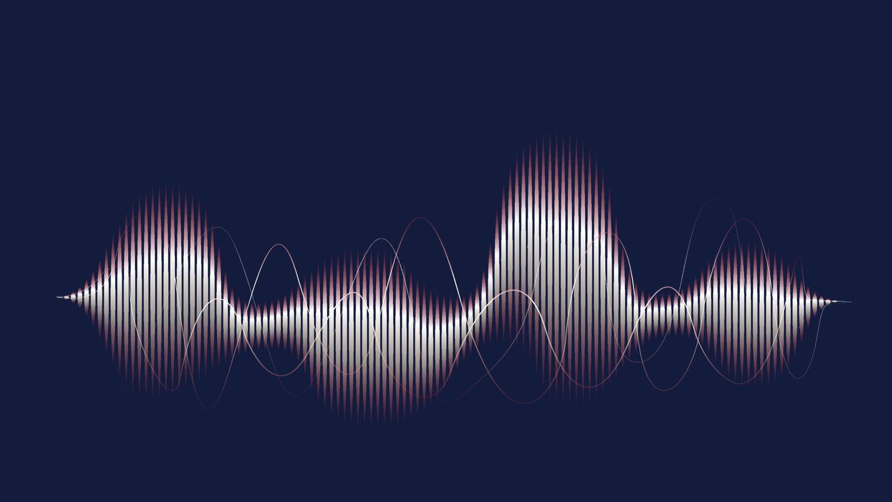 lignes d'ondes sonores abstraites modernes avec fond bleu foncé vecteur