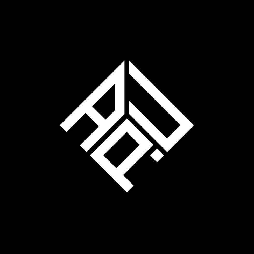 création de logo de lettre apu sur fond noir. concept de logo de lettre initiales créatives apu. conception de lettre apu. vecteur