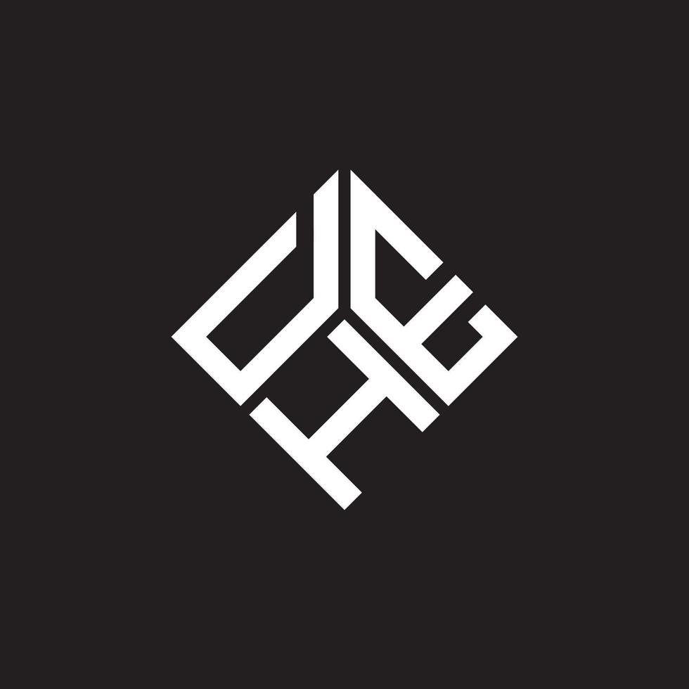 création de logo de lettre dhe sur fond noir. dhe concept de logo de lettre initiales créatives. conception de la lettre dhe. vecteur