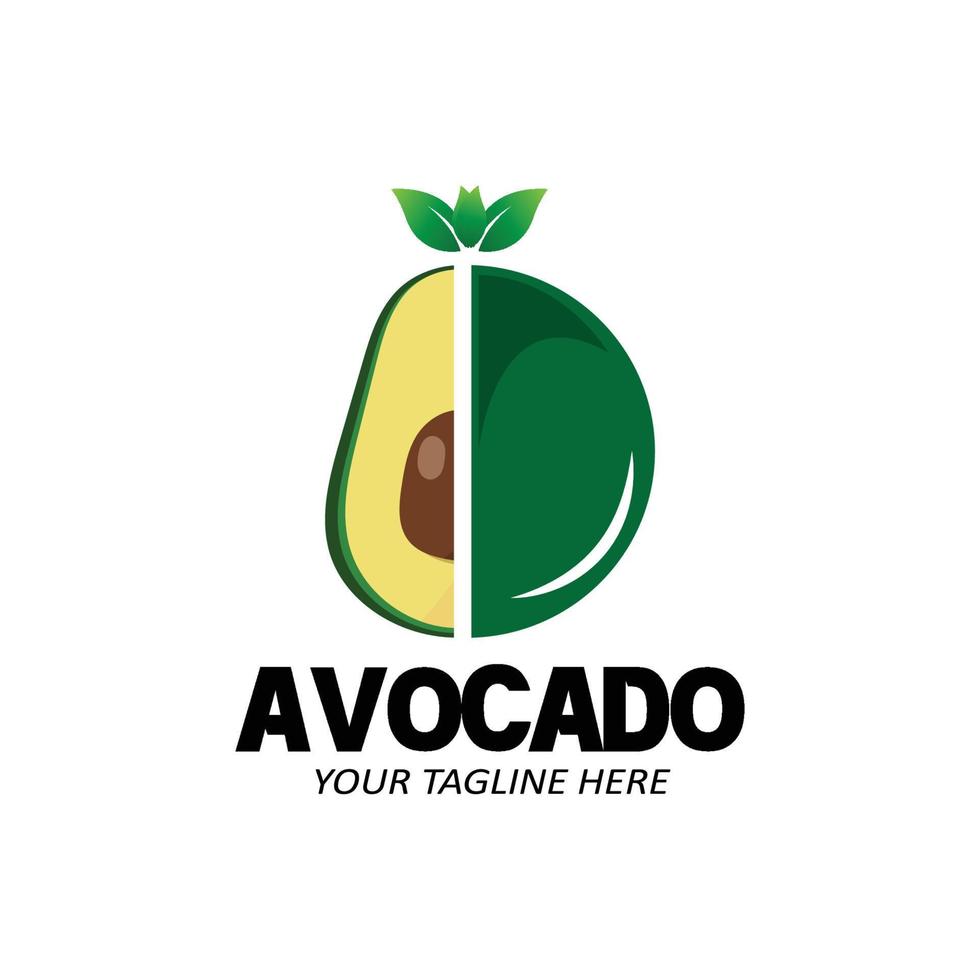 illustration vectorielle du logo de fruit d'avocat fruit frais de couleur verte, disponible sur le marché peut être pour le jus de fruit ou pour la santé du corps, conception de sérigraphie, autocollant, bannière, entreprise de fruits vecteur