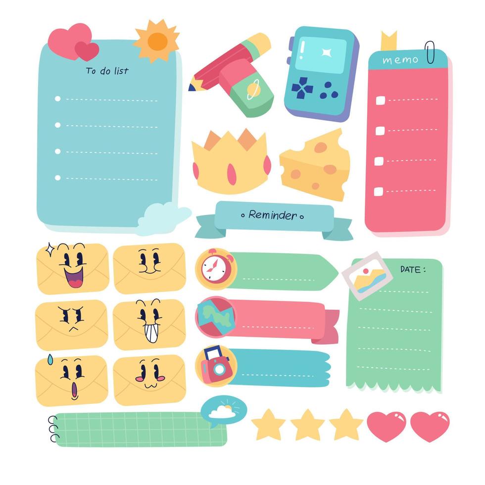 Notes autocollantes avec stylos autocollants Autocollants Planner