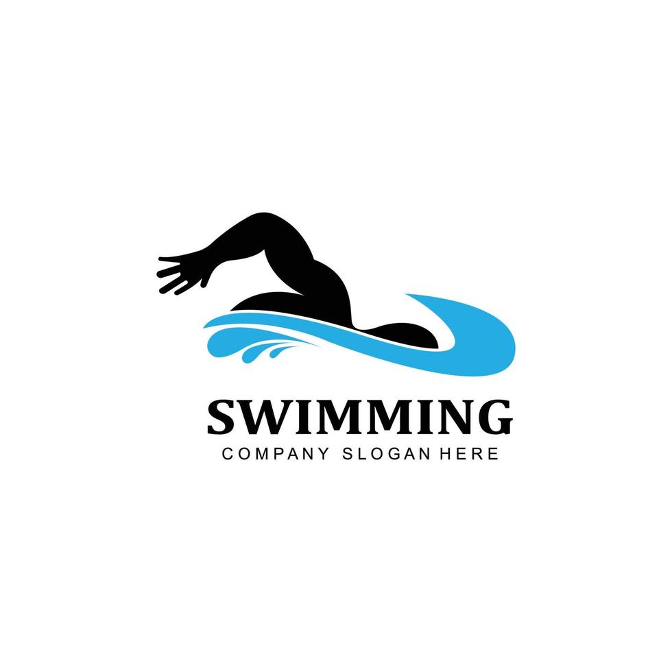 icône vectorielle du logo de la piscine, athlète nageur, inspiration conceptuelle vecteur