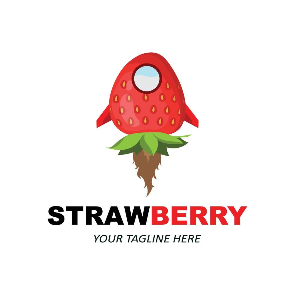 image vectorielle d'un logo de fruits fraise couleur rouge de fruits frais, disponible sur le marché peut être pour les jus de fruits ou pour la santé du corps a un goût aigre, sérigraphie, autocollant, bannière, entreprise de fruits vecteur