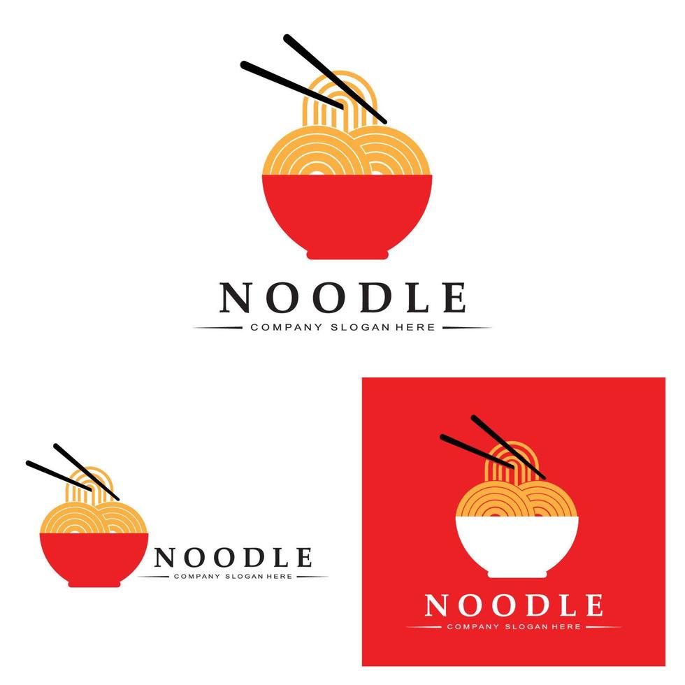 une collection d'inspiration de logo de nouilles. modèle de conception de nourriture chinoise et de bol. illustration de concept rétro vecteur