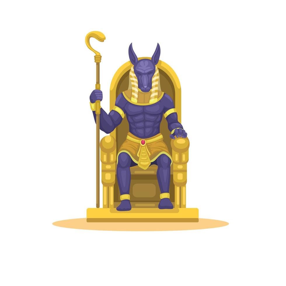 anubis egypte dieu assis dans l'autel figure dessin animé illustration vecteur