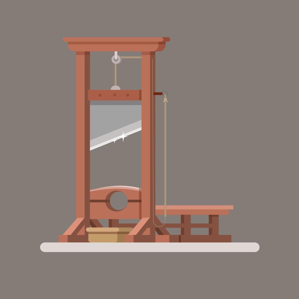 appareil de punition à guillotine pour les exécutions par décapitation. vecteur d'illustration de dessin animé