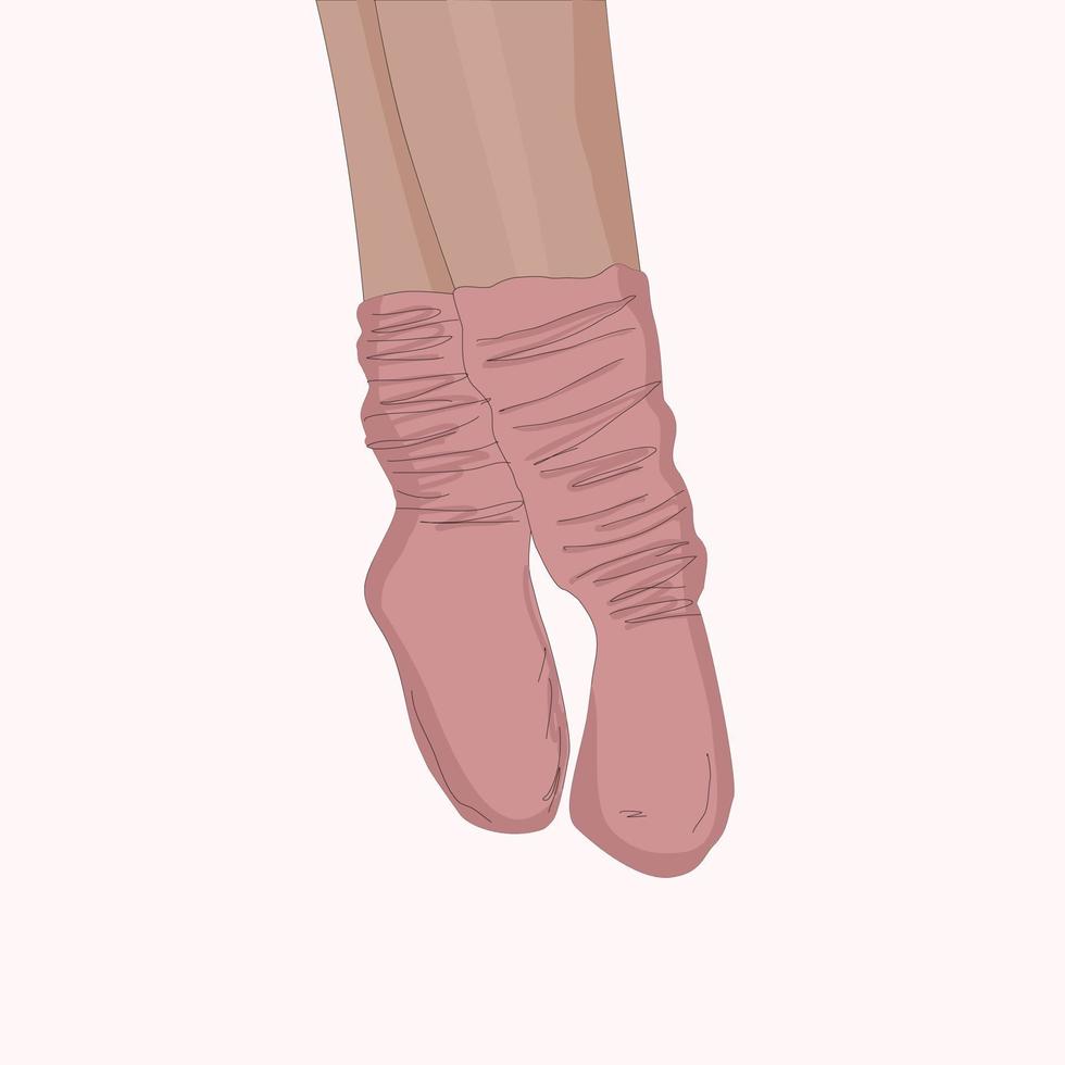 les jambes du danseur dans une position de ballet, les jambes dans les chaussettes vecteur