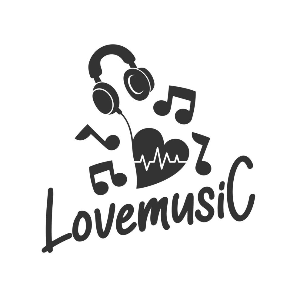 vecteur de logo de musique d'amour. logo de musique vintage