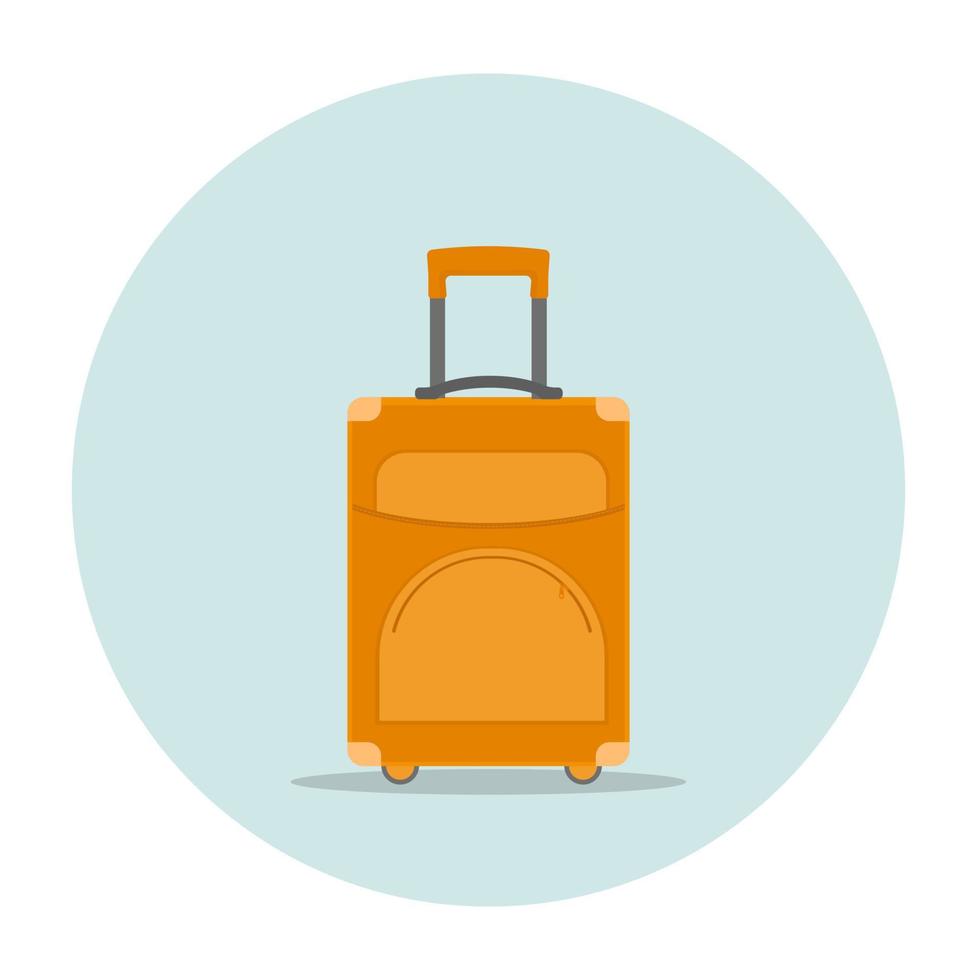 icône de valise de voyage. sac de voyage avec poignée métallique coulissante, roulettes et poches zippées. vecteur