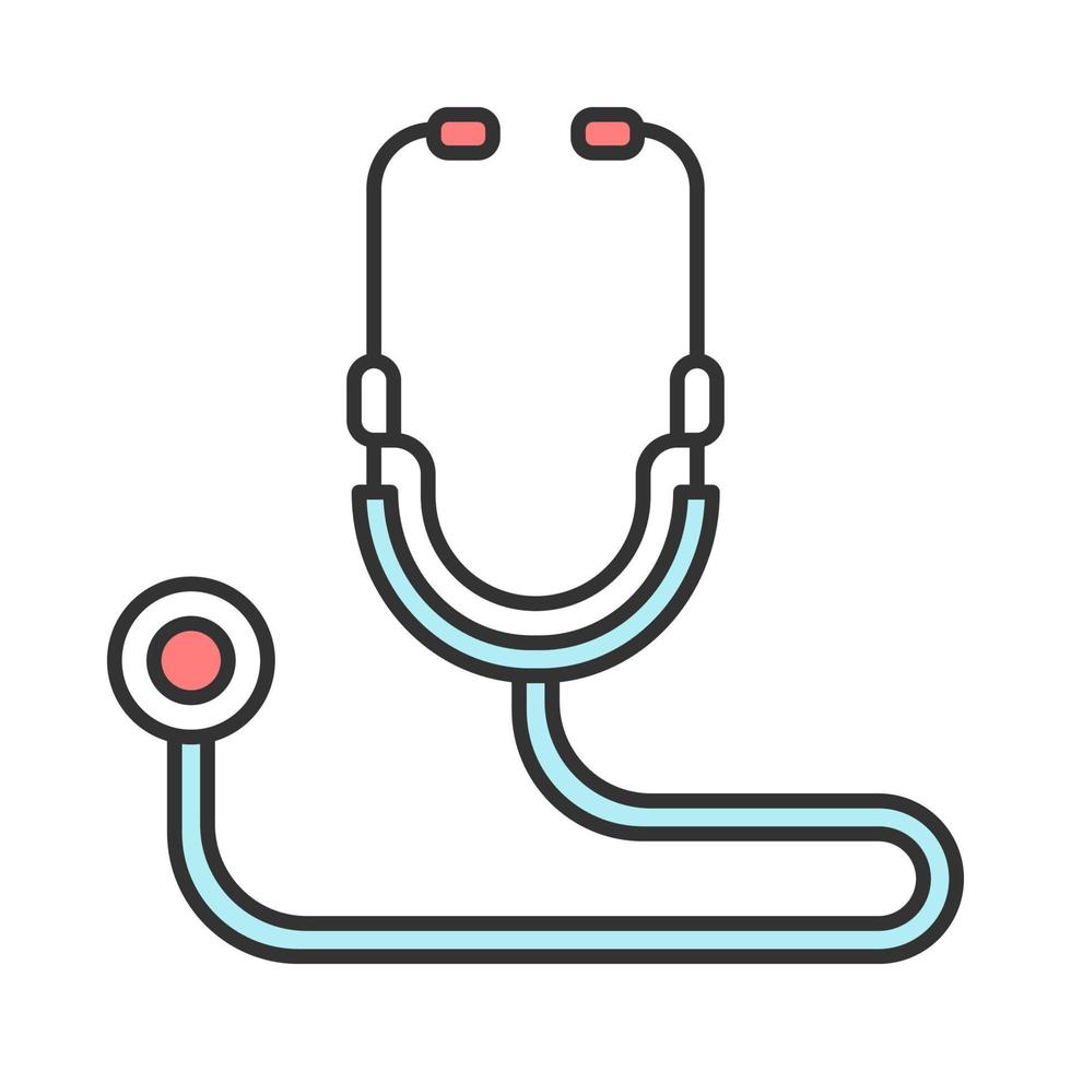 icône de couleur de stéthoscope. fréquence cardiaque, diagnostic du pouls. ambulance, clinique, dispositif médical acoustique hospitalier. diagnostic des organes internes. matériel de cardiologie, pneumologie. illustration vectorielle isolée vecteur