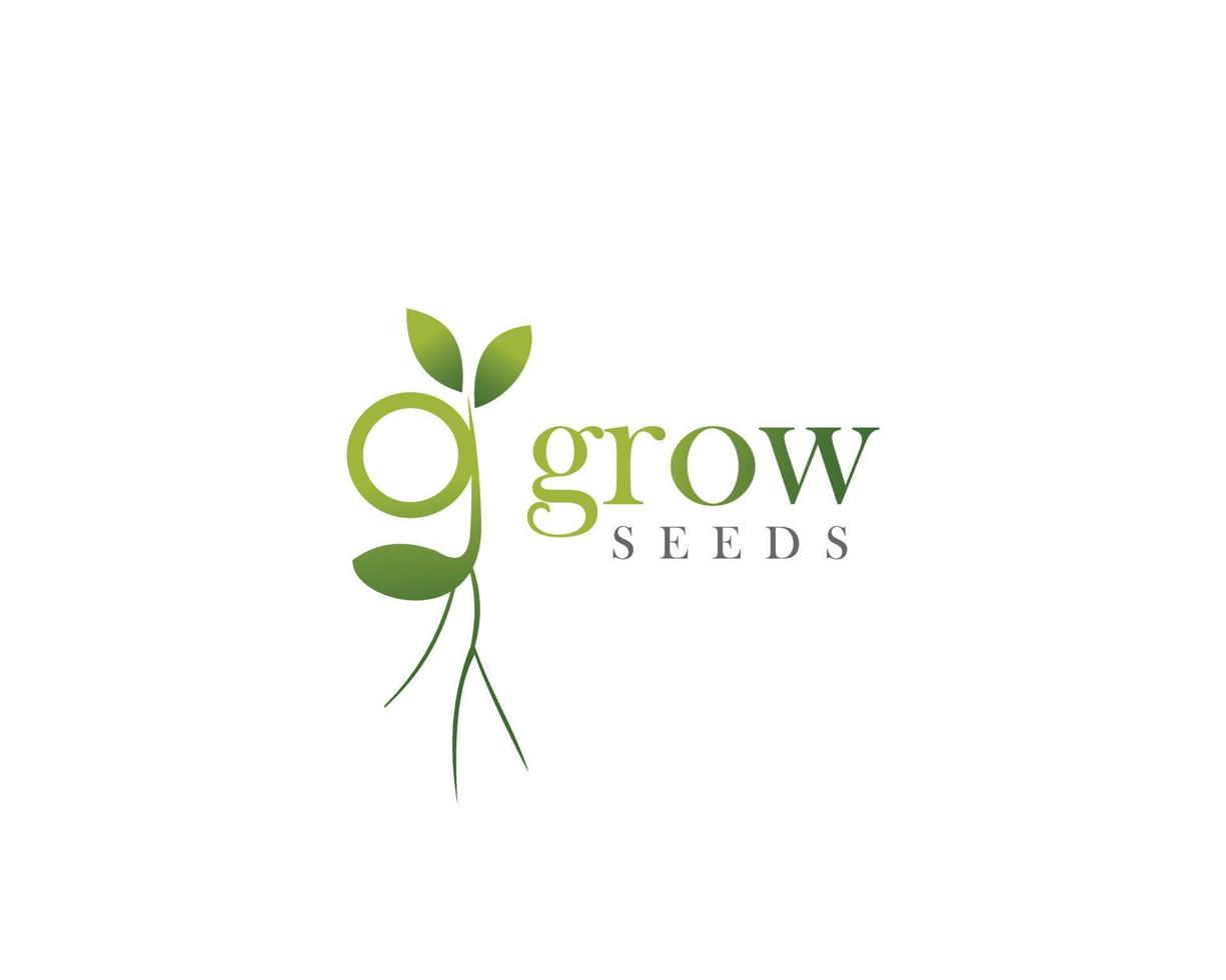 création de logo de culture de graines de lettre g fraîche, création de logo de graines de couleur verte vecteur