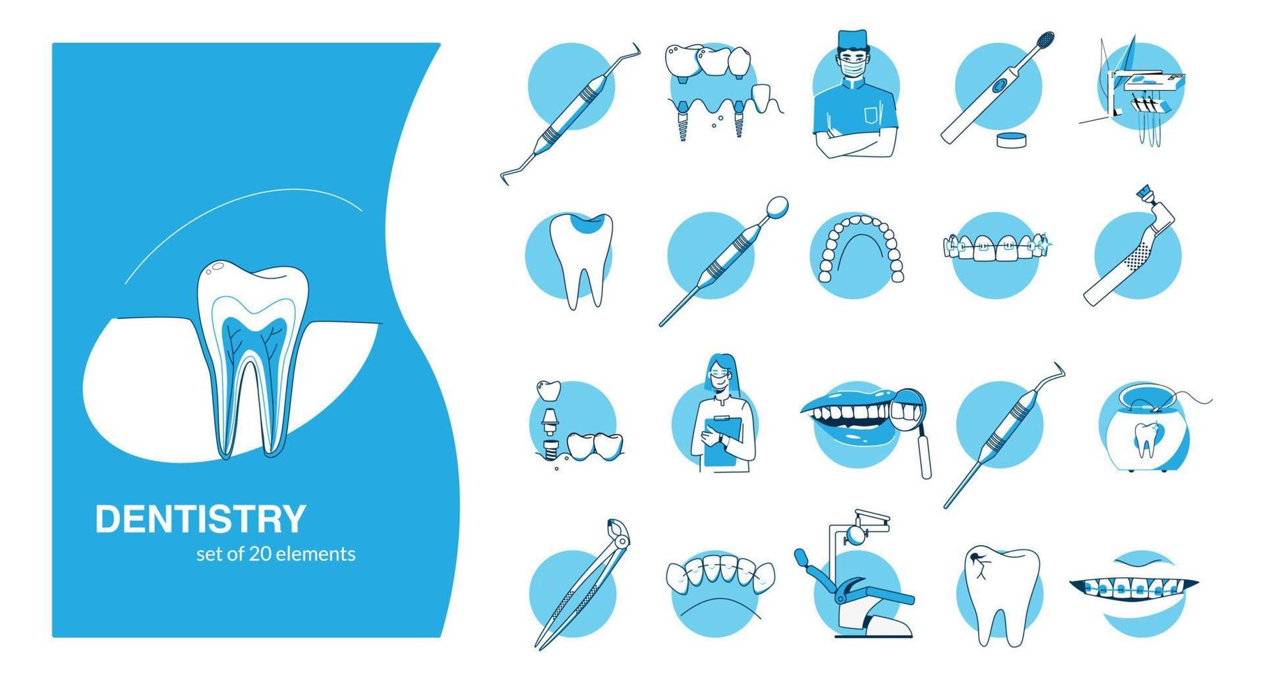 ensemble de compositions plates de dentisterie vecteur