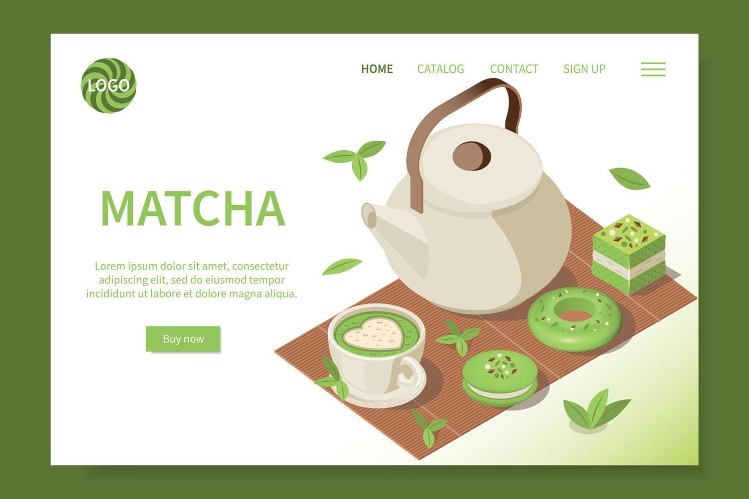 page de destination du thé matcha vecteur